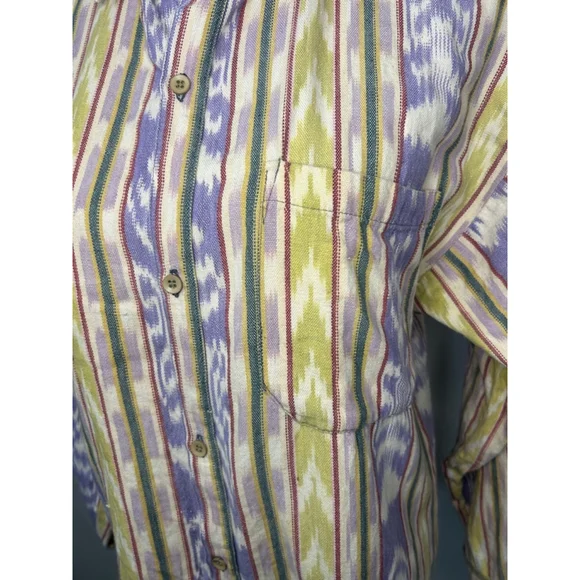 Men's vintage 90s Popol Vuh Shirt, Size M, White & Purple streetwear grunge - Picture 2 of 8